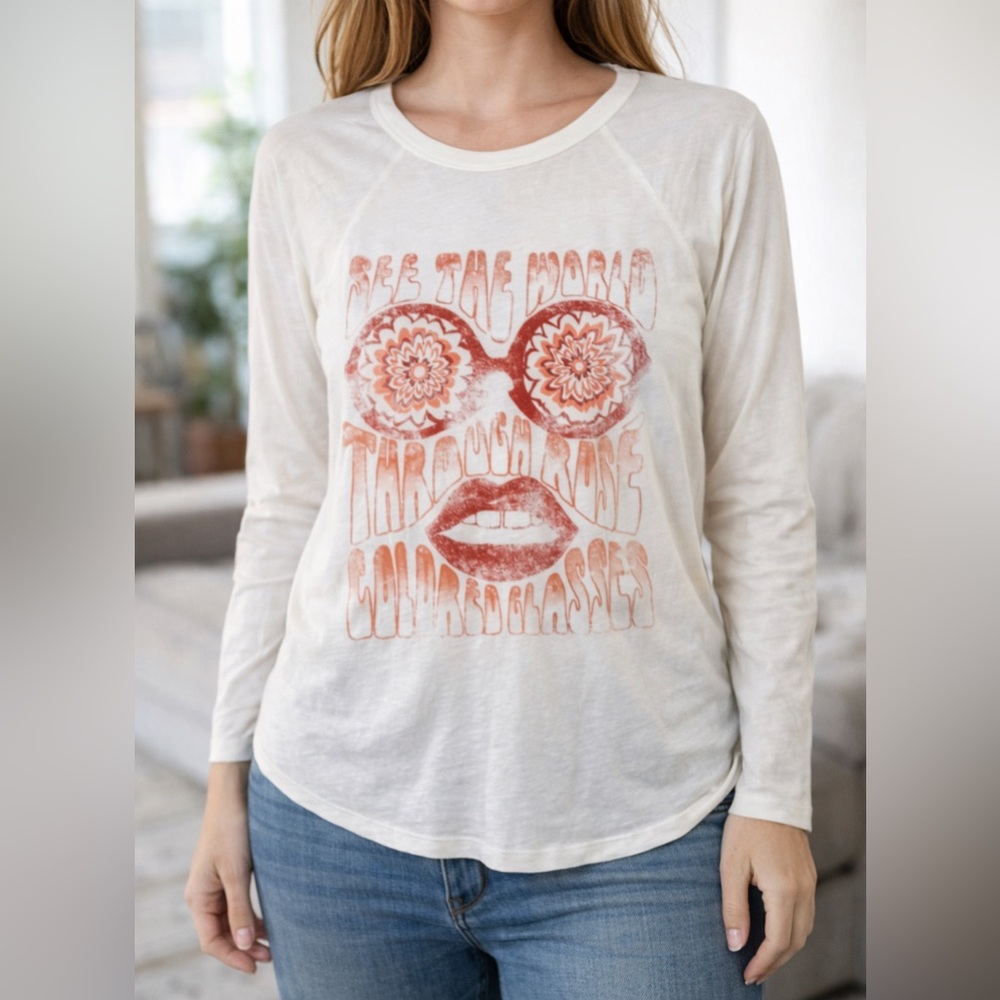 Dazey LA Boho Graphic “See the World” Long Sleeve Tee